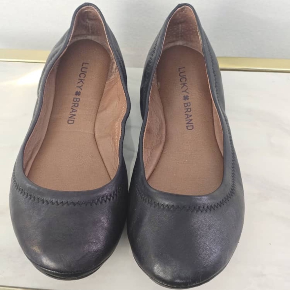 LUCKY BRAND Black Leather Women’s Ballet Flats Size 6.5